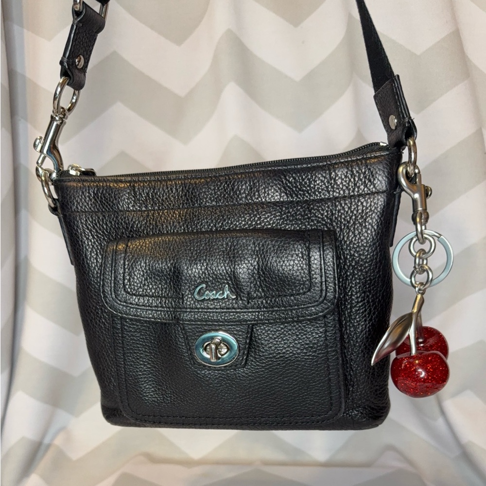 Coach Black Pebbled Leather Crossbody With Turn-lock Pocket & Silver Hardware - Picture 10 of 14